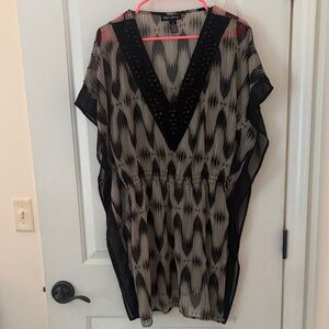 Black and White Women's Swim Cover-Up